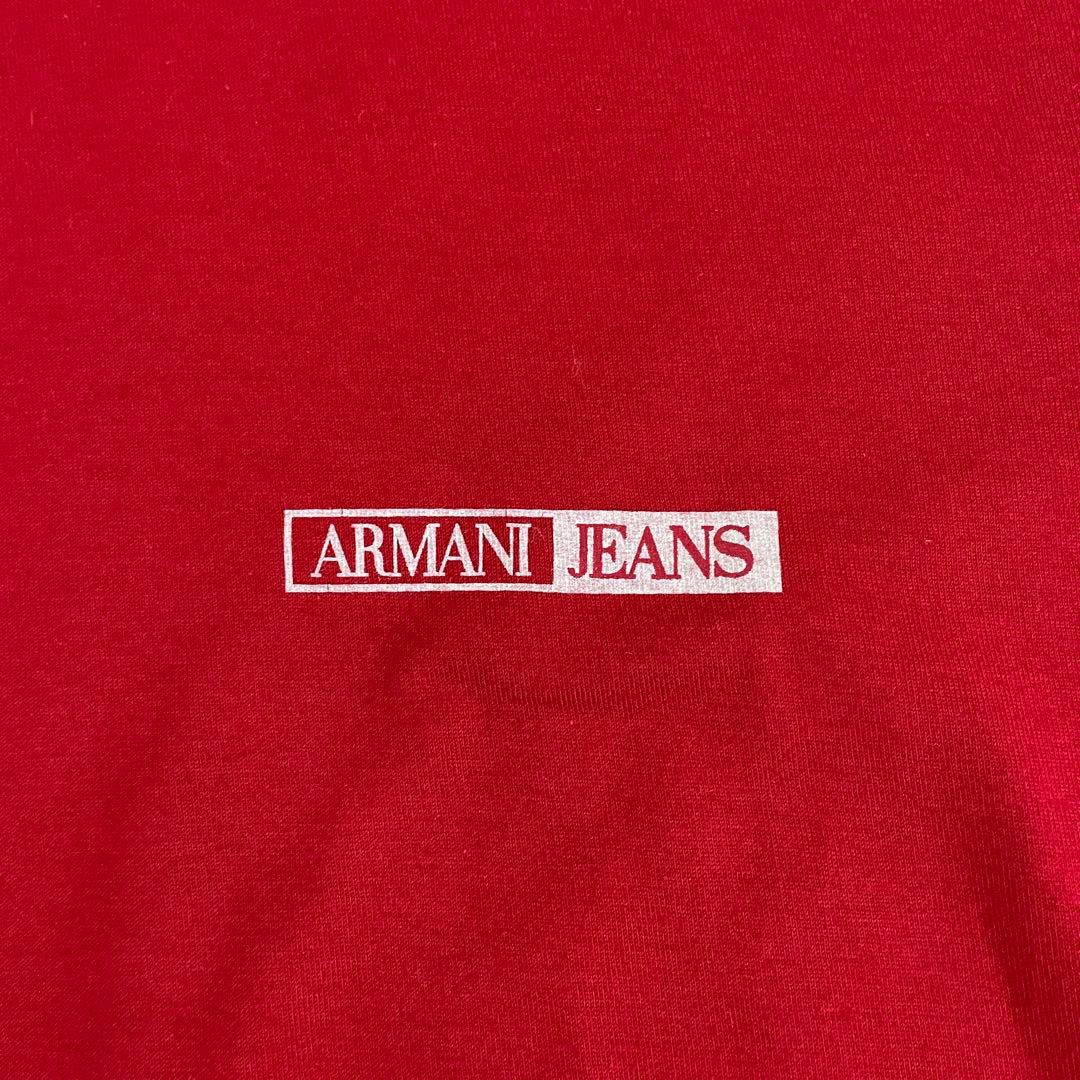 古着ARMANI JEANS Tシャツ ロゴプリント サイズM レッド