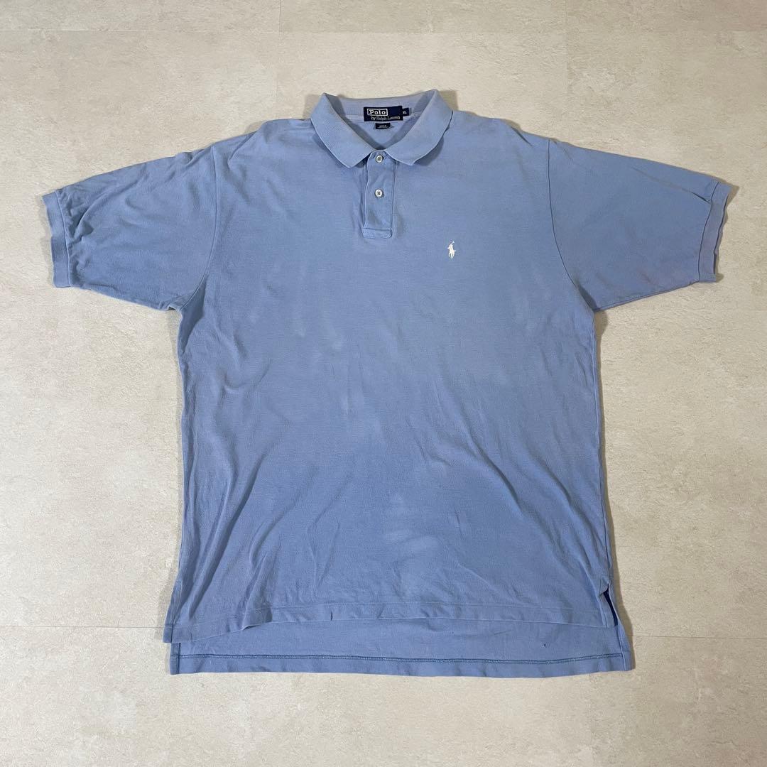 90s POLO RALPH LAUREN 半袖ポロシャツ XL ライトブルー