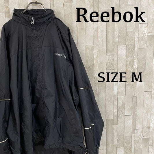 古着Reebok ナイロンジャケット フード サイズM ブラック