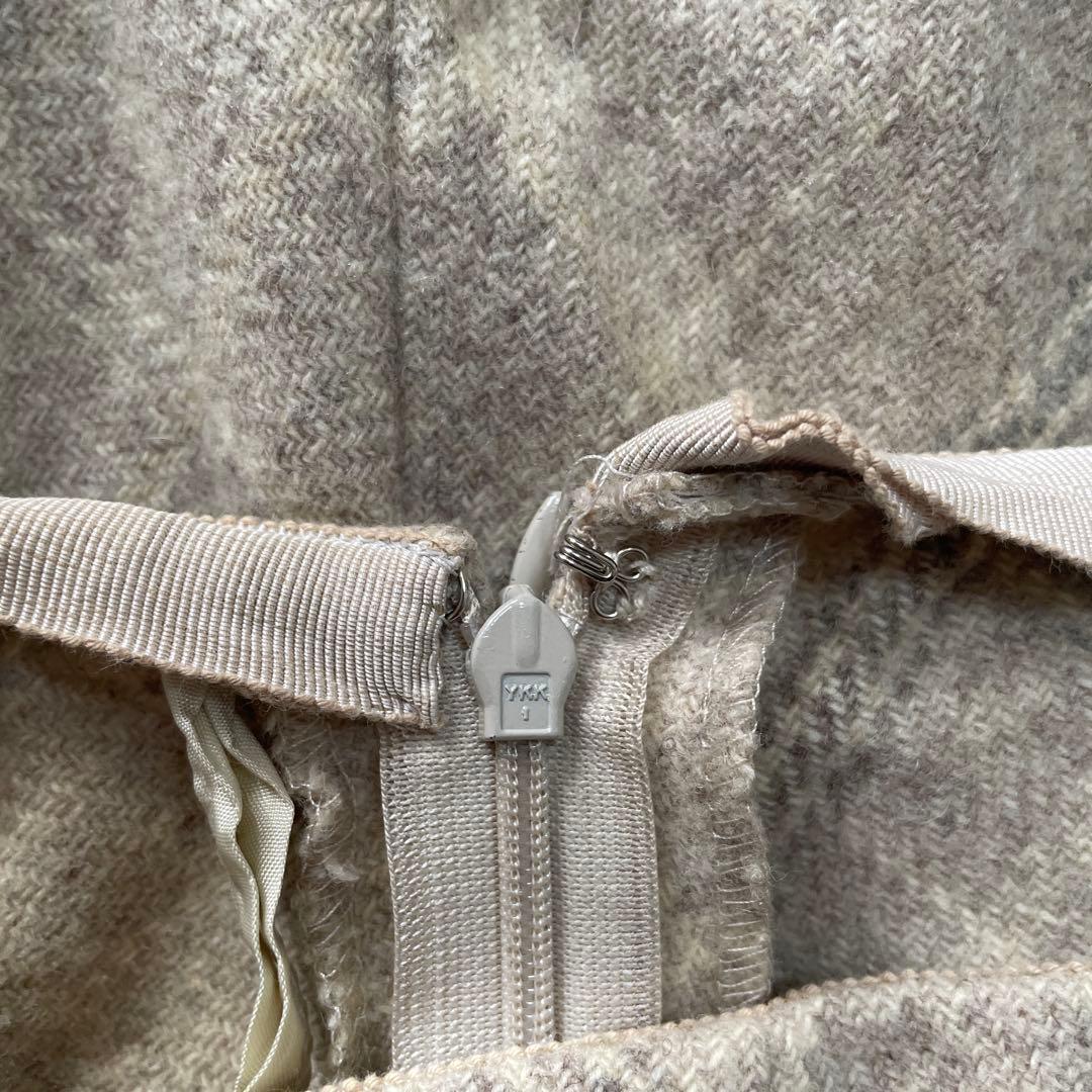 【美品】CELINE ロングスカート フランス製 サイズ38 ベージュ チェック