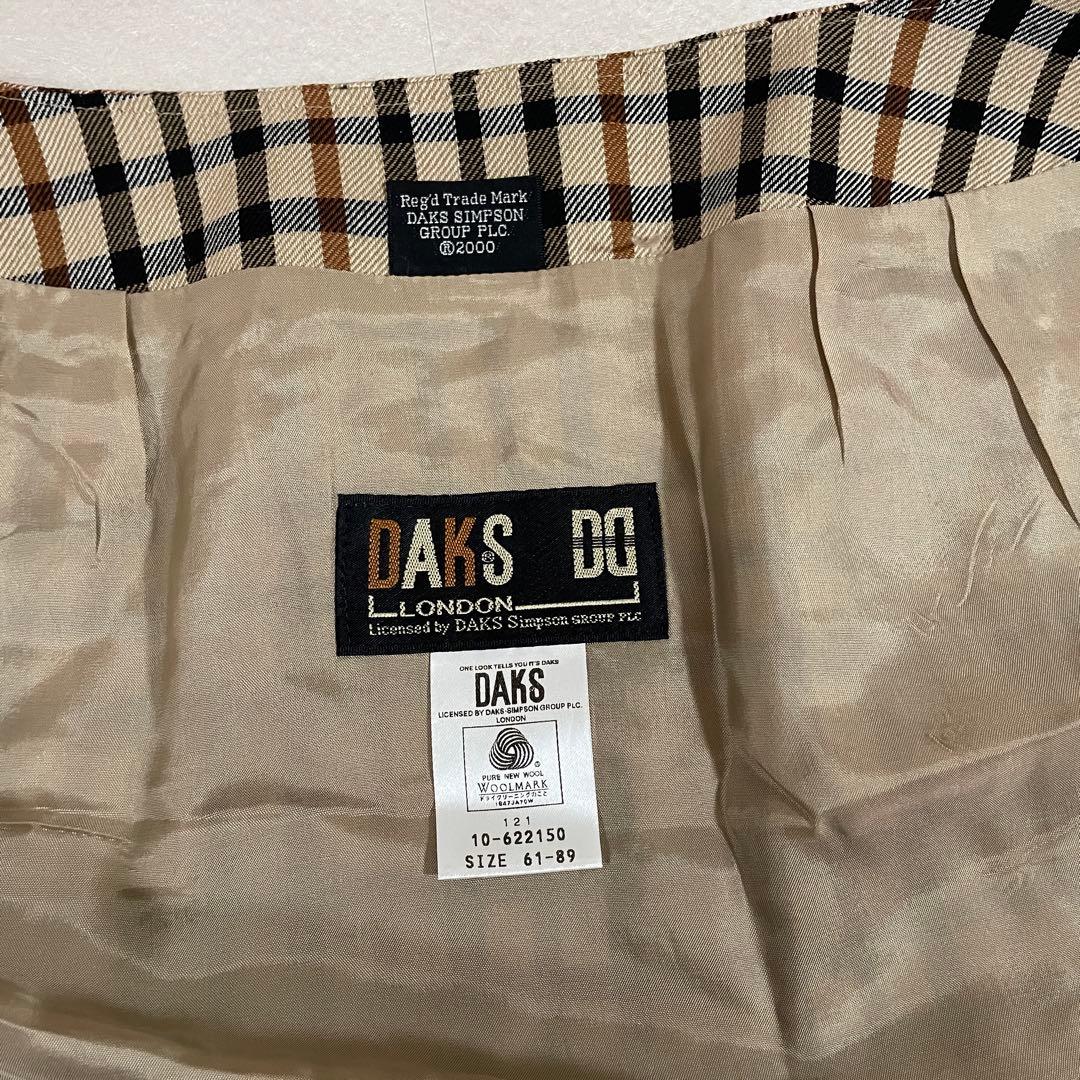 【美品】DAKS LONDON プリーツロングスカート 61-89 チェック柄