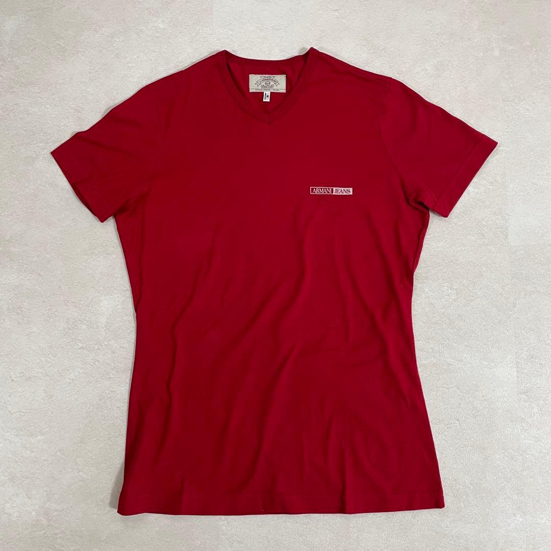 古着ARMANI JEANS Tシャツ ロゴプリント サイズM レッド
