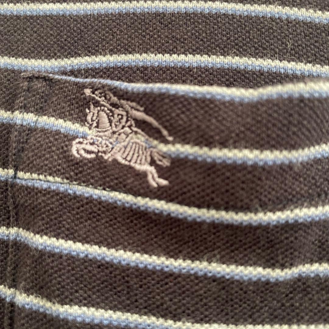 古着 BURBERRY LONDON ボーダー 長袖ポロシャツ LLサイズ