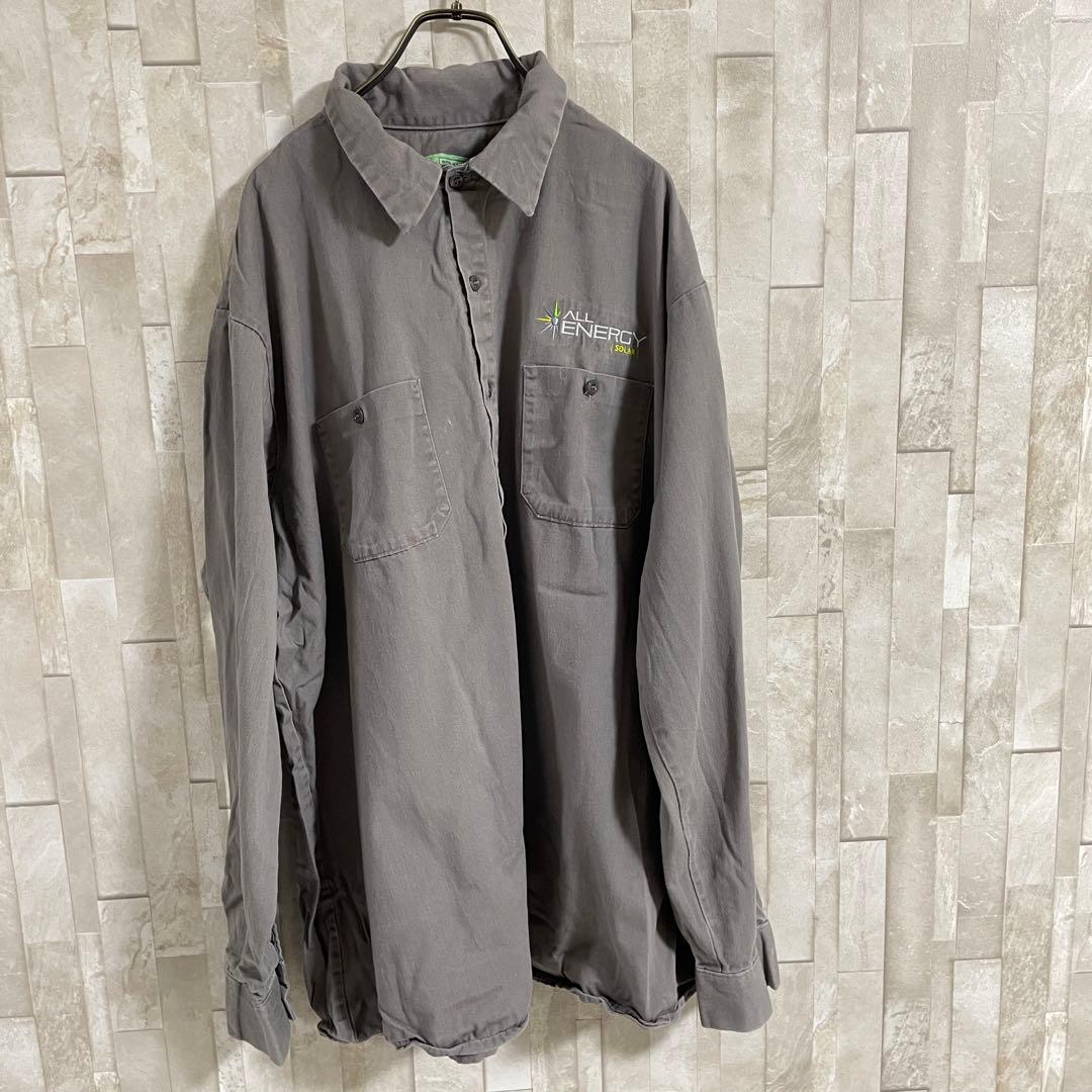 古着 RED KAP 長袖ワークシャツ サイズ2XL グレー