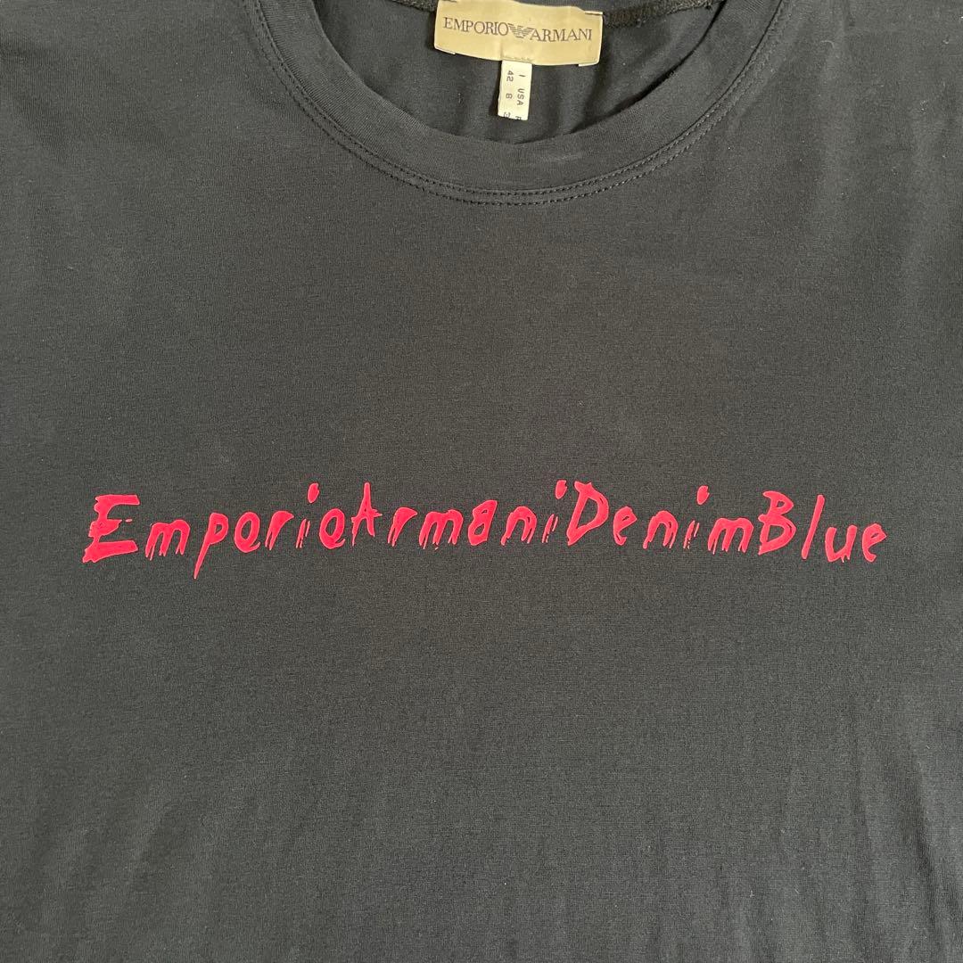 古着 EMPORIO ARMANI Tシャツ サイズ8 ネイビー ロゴプリント