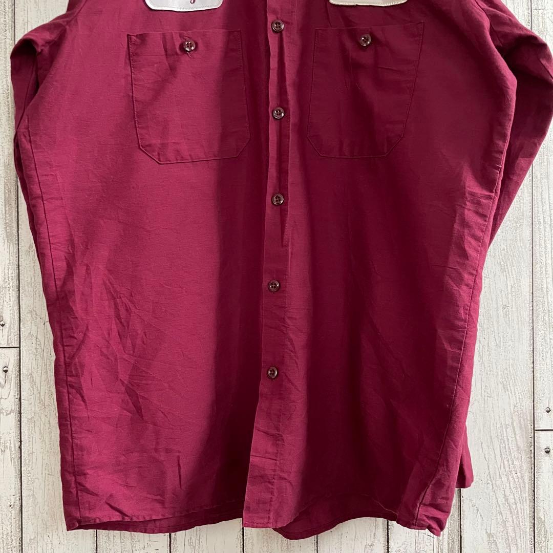 【美品】UniWeave 長袖ワークシャツ Mサイズ ワインレッド