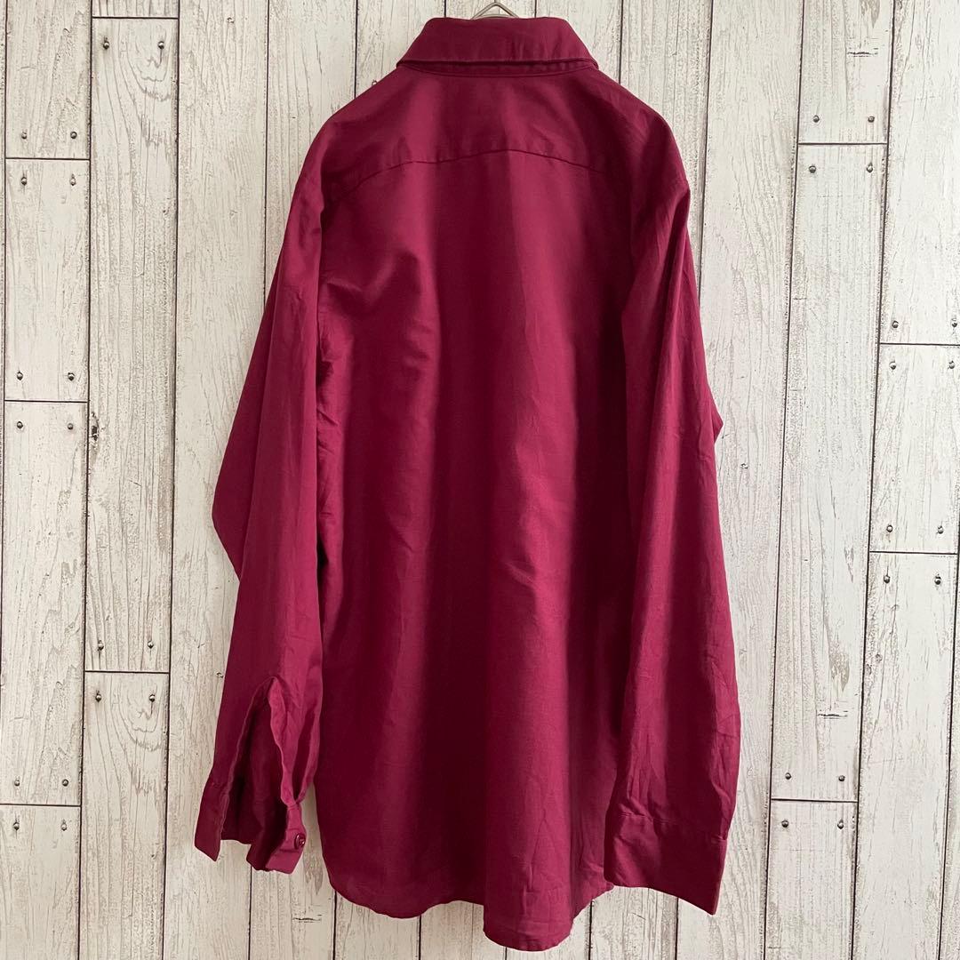 【美品】UniWeave 長袖ワークシャツ Mサイズ ワインレッド