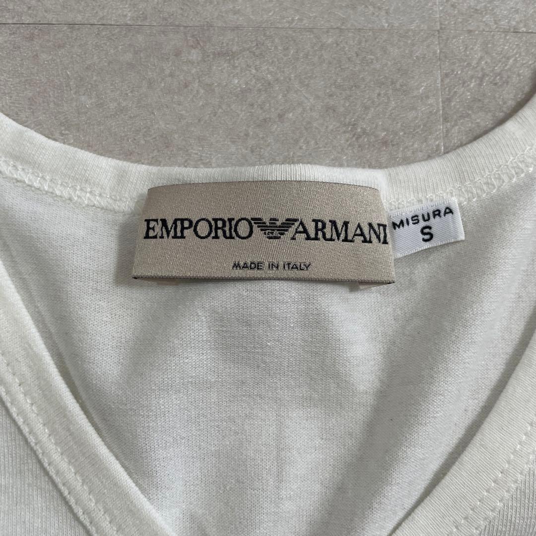 古着 EMPORIO ARMANI ホワイト Vネック Tシャツ Sサイズ