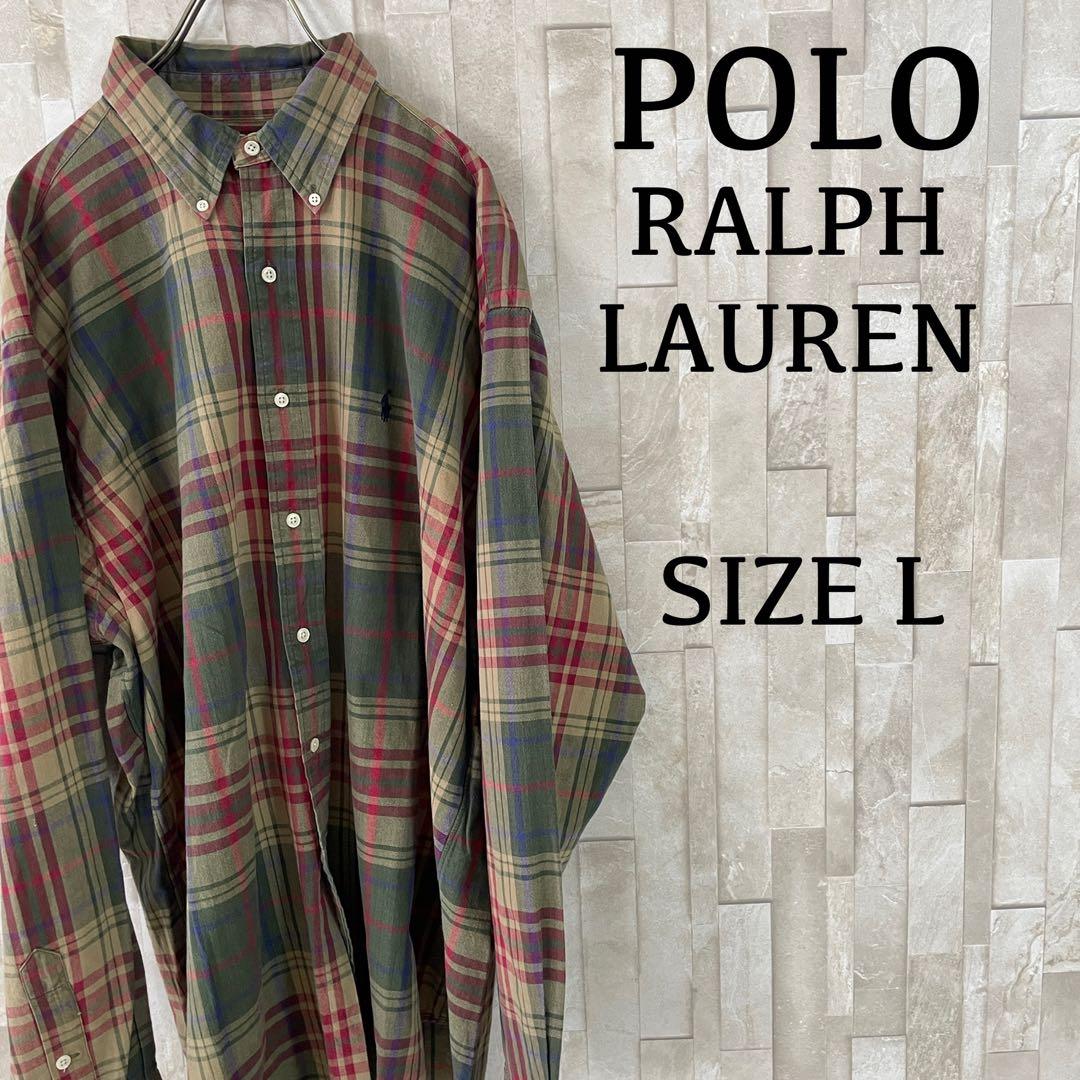 90s POLO RALPH LAUREN 長袖シャツ サイズL チェック柄