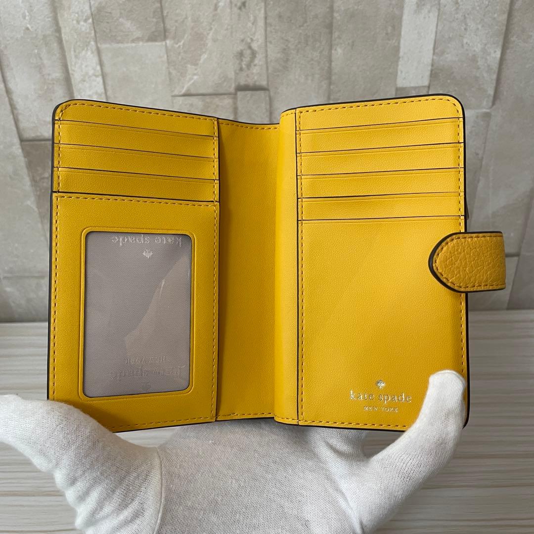 訳あり新品 kate spade 二つ折り財布 イエロー