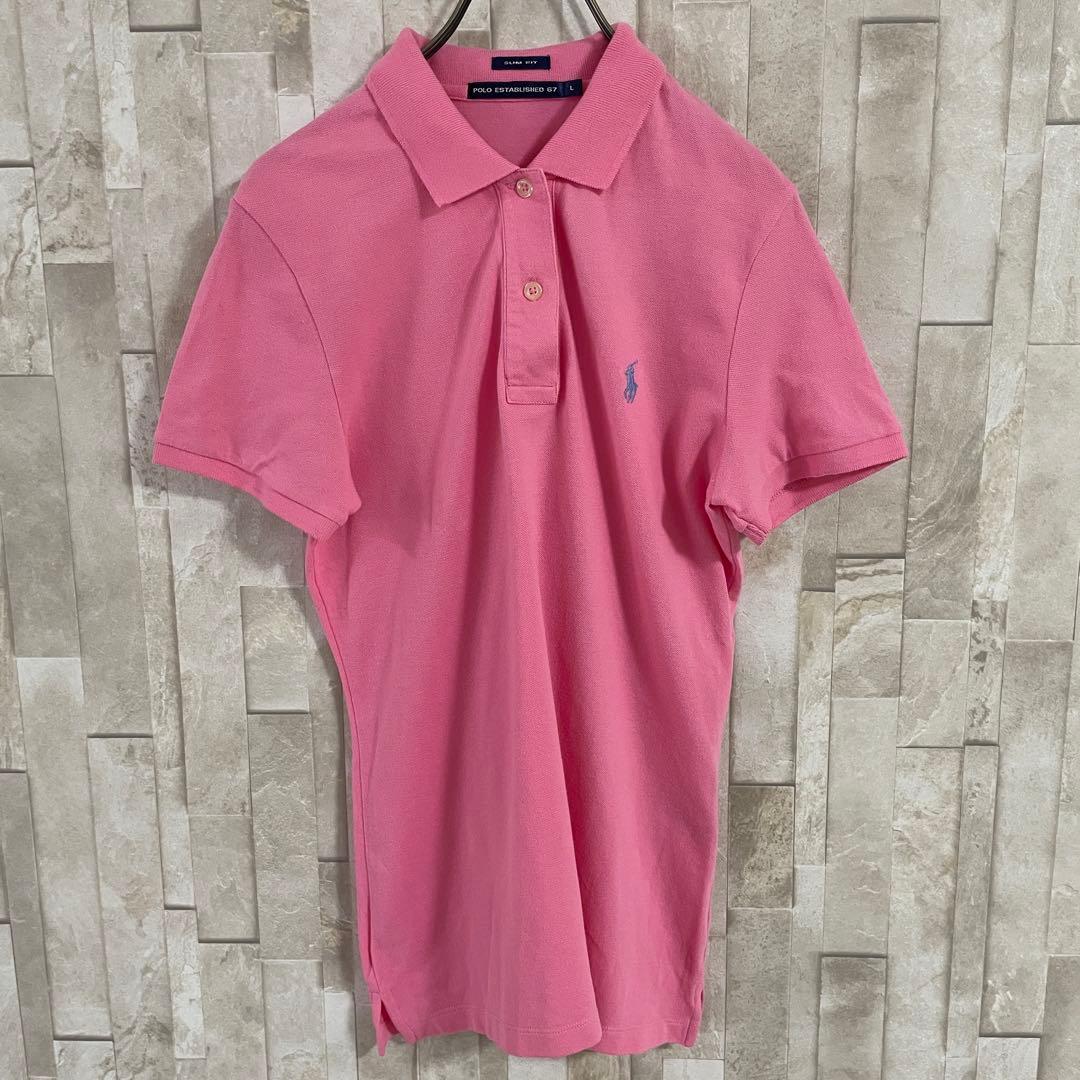 古着 POLO RALPH LAUREN 半袖ポロシャツ ポニー刺繍 ピンク