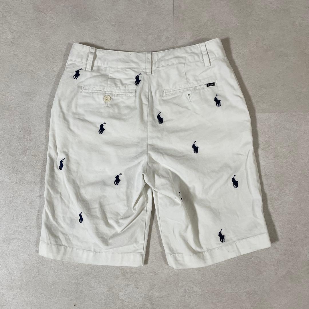 古着 POLO RALPH LAUREN ハーフパンツ 12 ホワイト 総柄