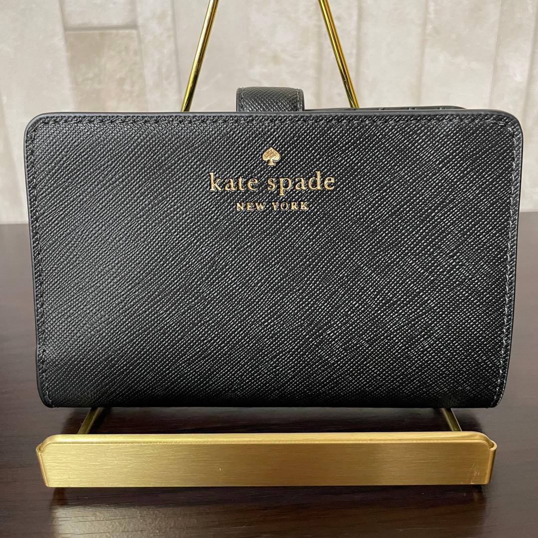 最終値下げ！訳あり新品 kate spade 二つ折り財布 ブラック