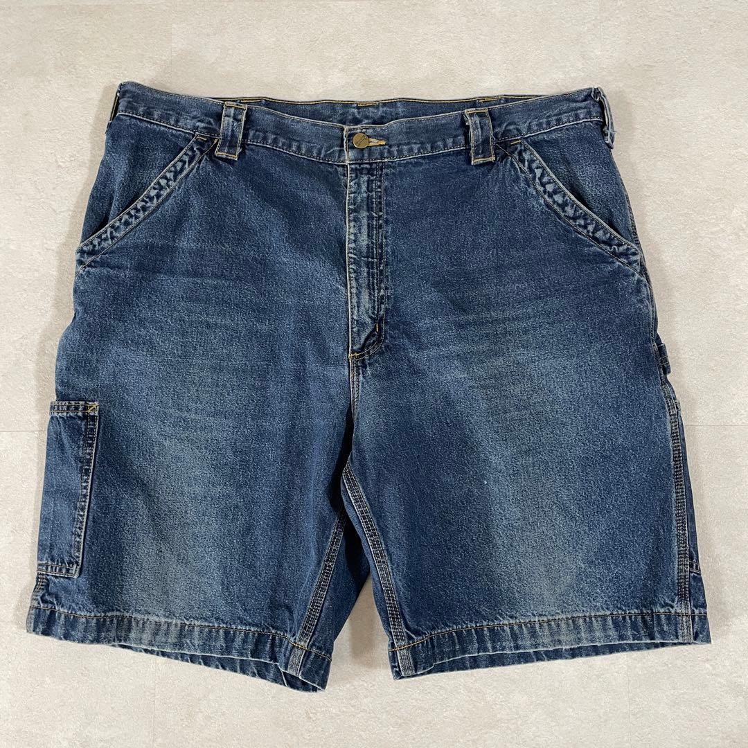 古着 carhartt デニム ハーフパンツ ロゴパッチ サイズ40 ブルー