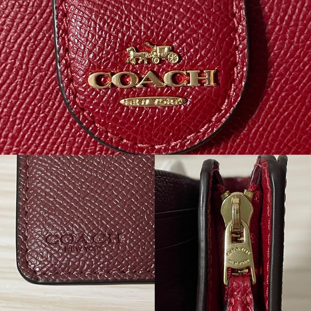 訳あり新品 COACH 二つ折り財布 レッド