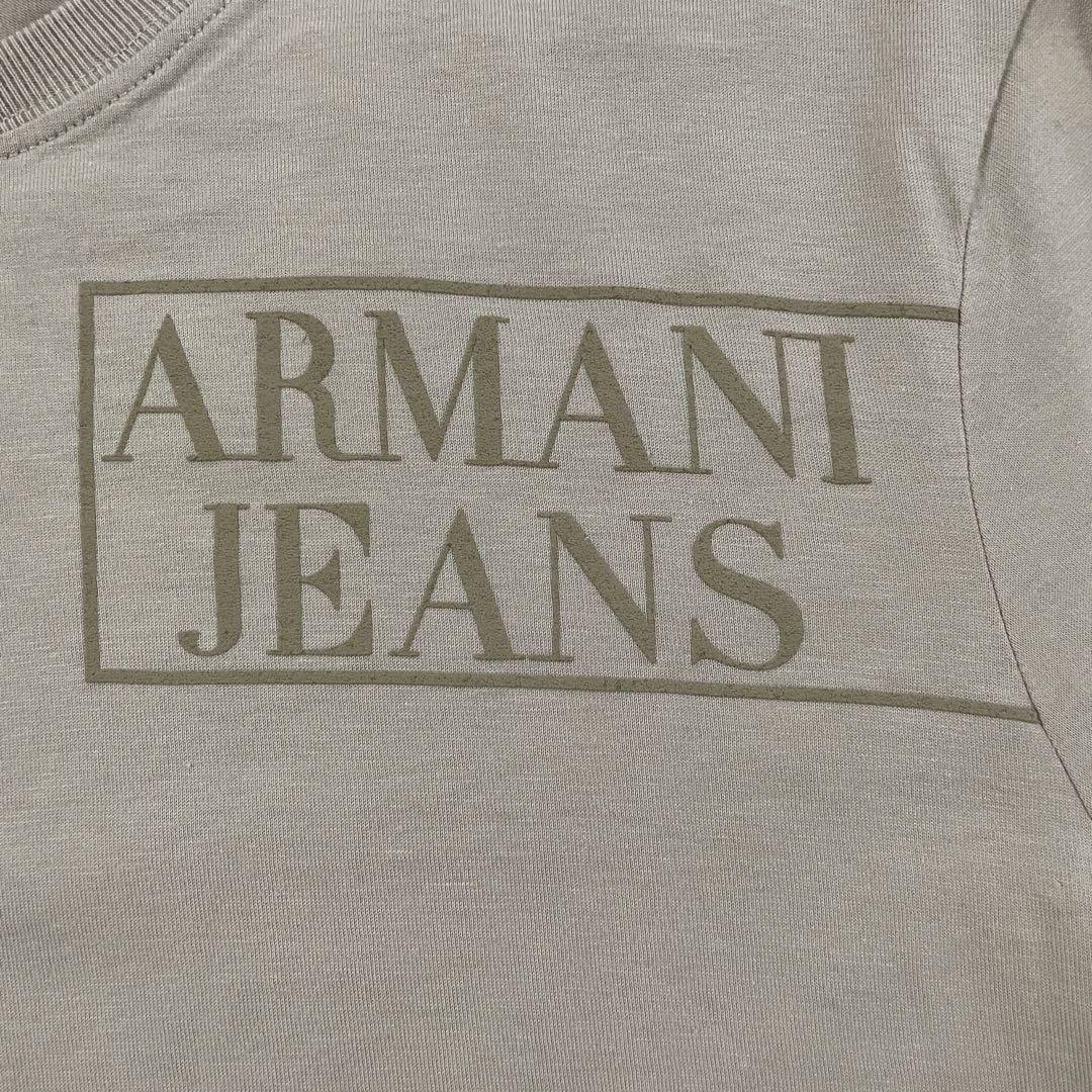 【美品】ARMANI JEANS 半袖Tシャツ ロゴプリント S ベージュ