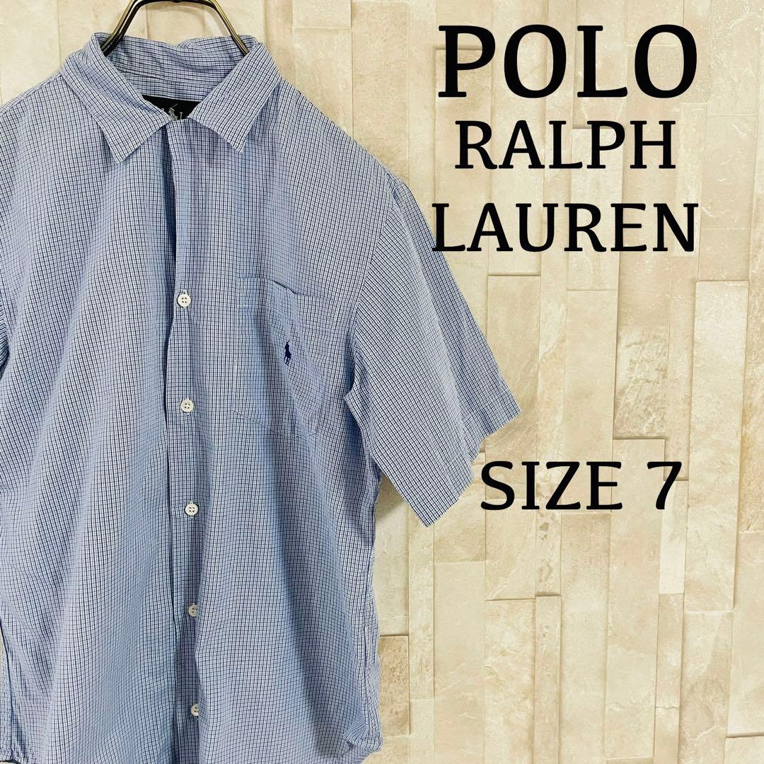 【美品】80s POLO RALPH LAUREN 半袖シャツ 7 チェック柄