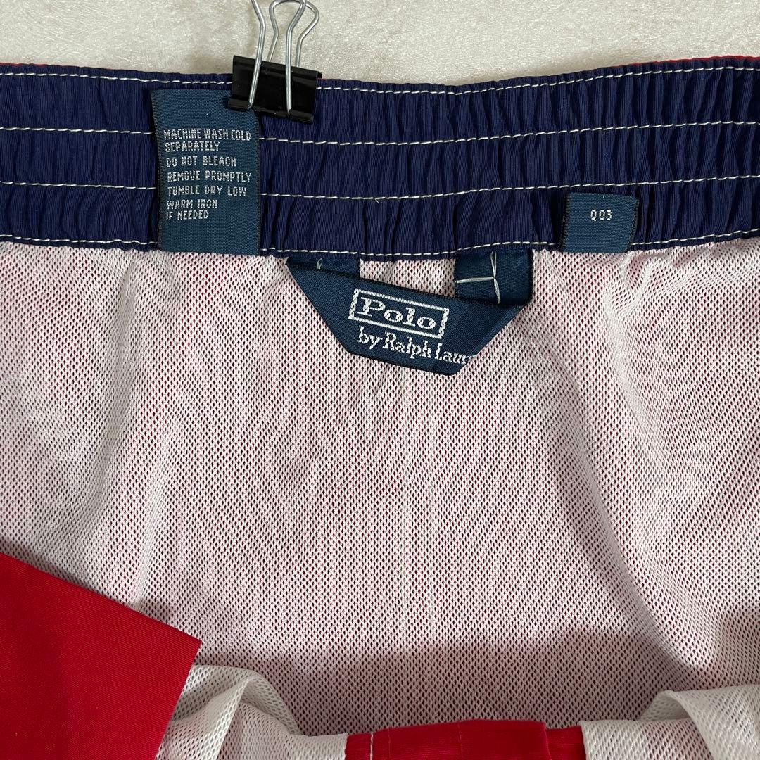 【美品】90s POLO RALPH LAUREN スイムショーツ L レッド