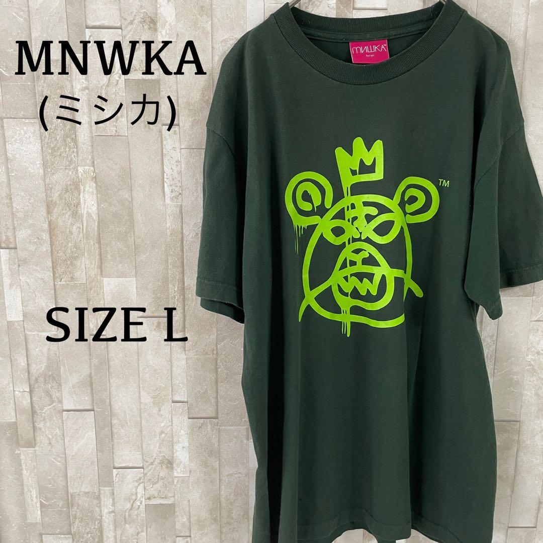 古着MISHKA(MNWKA)ロゴプリント Tシャツ Lサイズ ダークグリーン