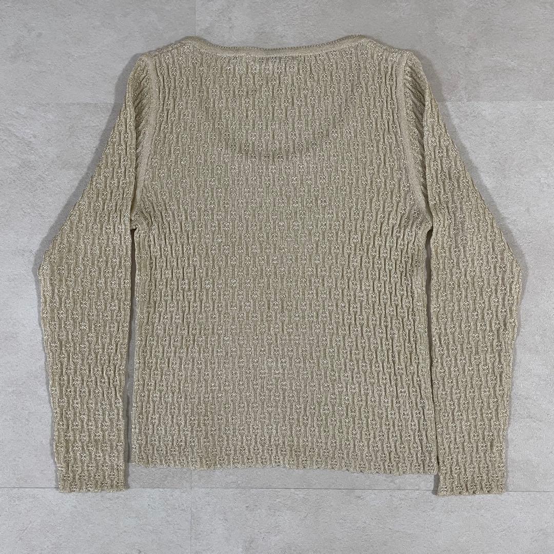 【美品】クリスチャンディオール ニット 長袖セーター ラメ入り M ベージュ