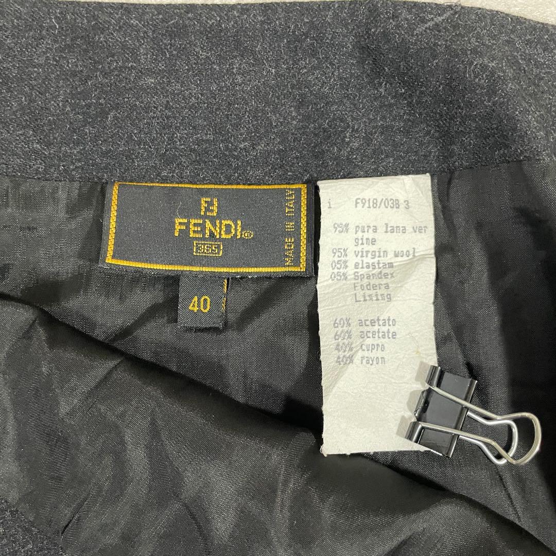 【美品】FENDI ウールスカート イタリア製 サイズ40 ブラック