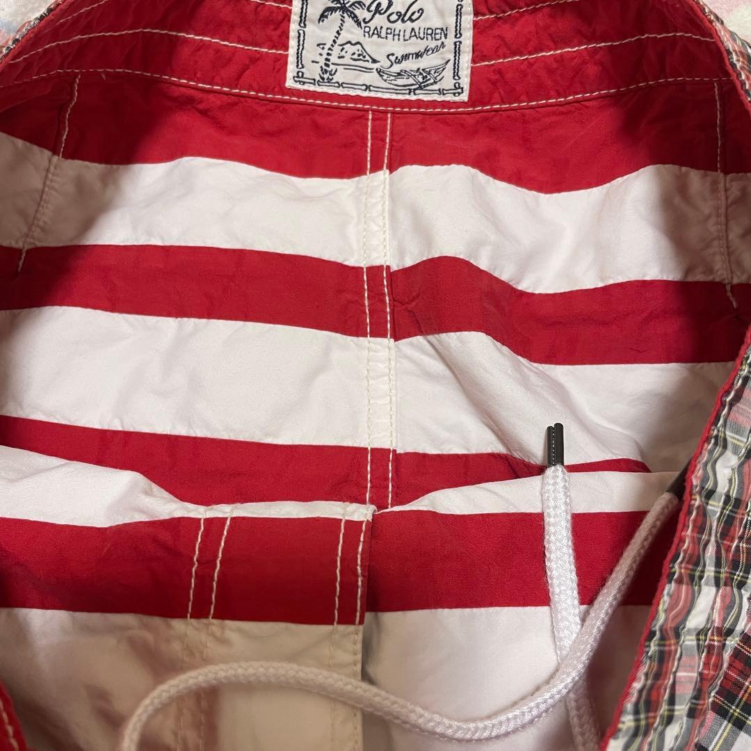 【美品】POLO RALPH LAUREN ハーフパンツ レッド系 チェック柄