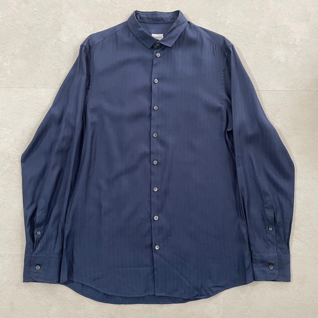 古着 ARMANI COLLEZIONI 長袖シャツ シャドーストライプ M