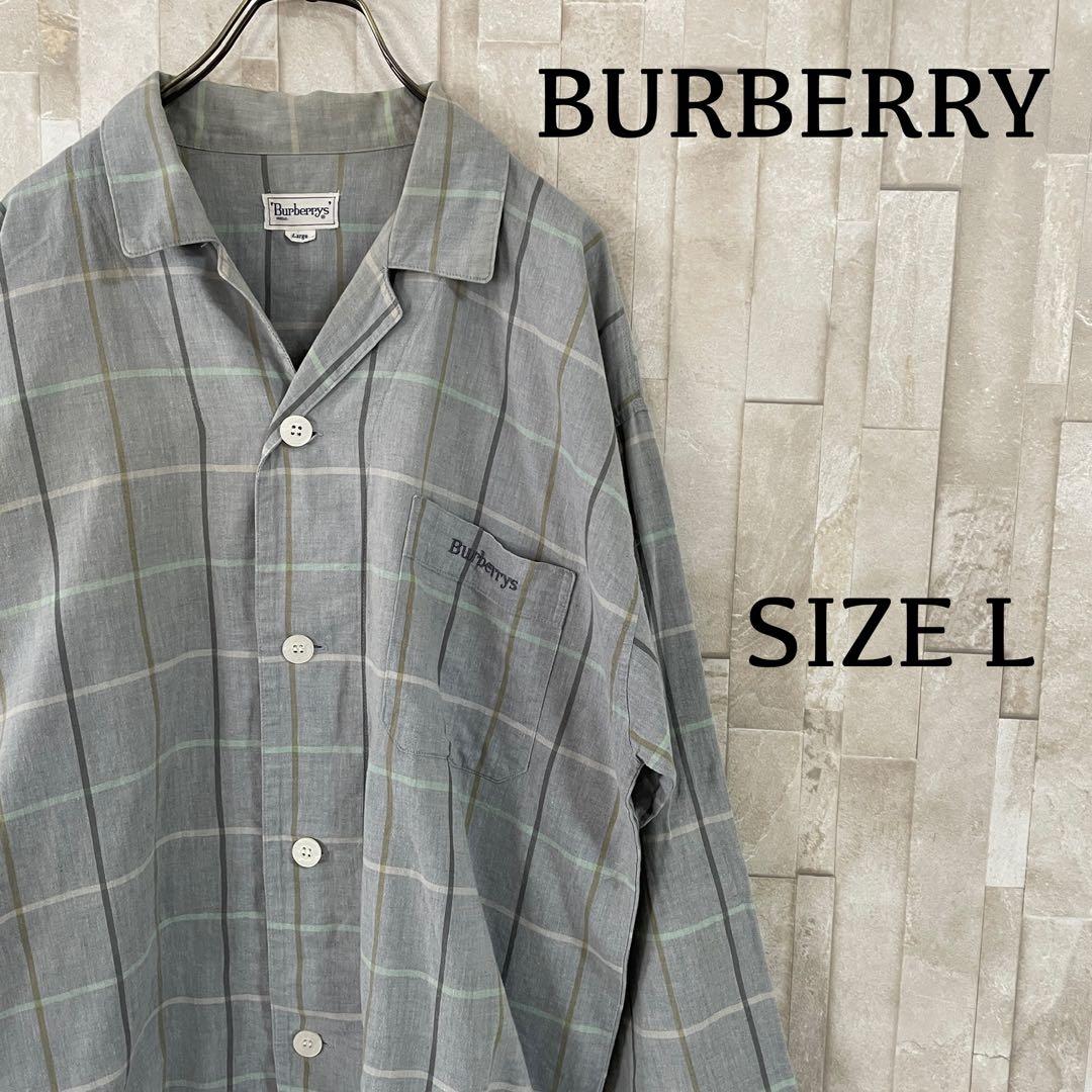90s BURBERRY 長袖シャツ チェック柄 サイズL グレー