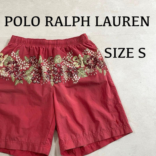 【美品】POLO RALPH LAUREN フラワー柄 レッド スイムショーツ