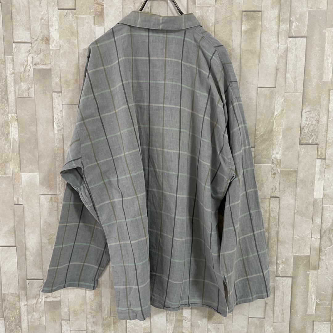 90s BURBERRY 長袖シャツ チェック柄 サイズL グレー