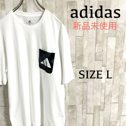 【新品未使用タグ付】adidas 半袖Tシャツ ロゴプリント サイズL 白