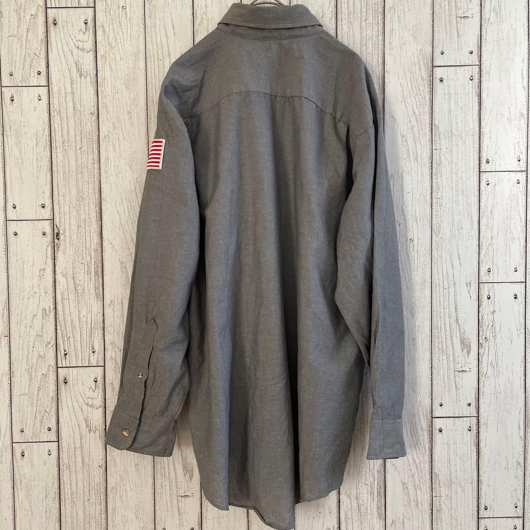 古着 RIVERSIDE メンズ 長袖ワークシャツ Mサイズ グレー