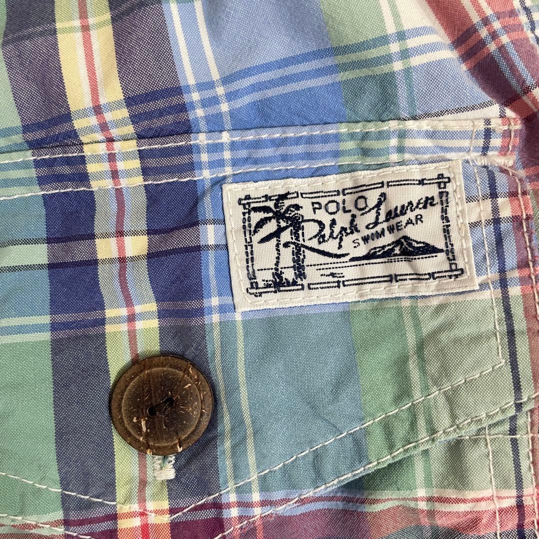 【美品】90s POLO RALPH LAUREN スイムショーツ チェック柄
