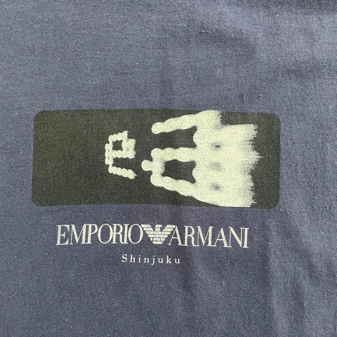 古着 EMPORIO ARMANI ロゴプリント ネイビー 半袖Tシャツ