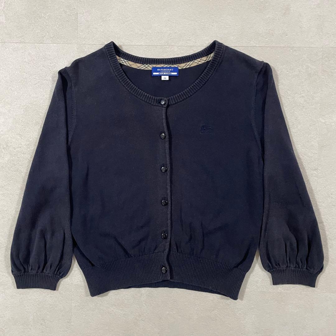 【美品】BURBERRY BLUE LABEL 長袖カーディガン ロゴ刺繍