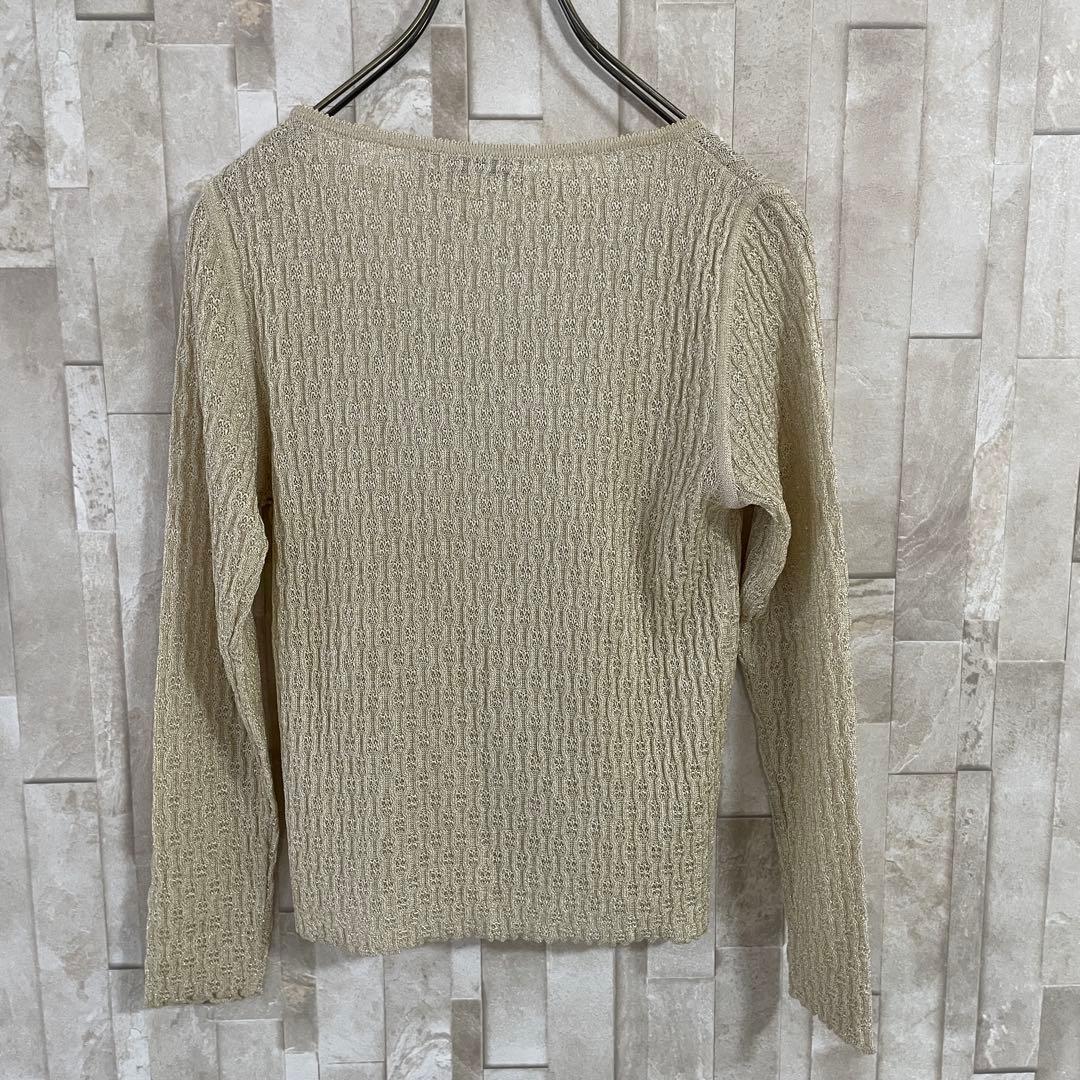 【美品】クリスチャンディオール ニット 長袖セーター ラメ入り M ベージュ