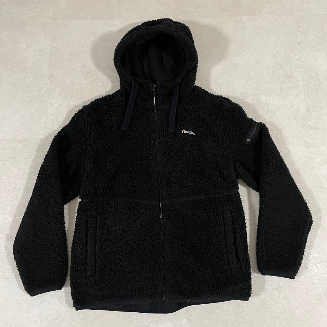 【美品】NATIONAL GEOGRAPHIC ボアジャケット 2XL 黒色