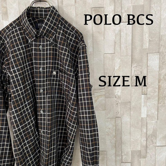 【美品】POLO BCS 長袖シャツ サイズM ブラック チェック柄