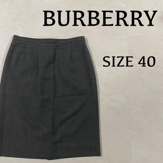 90s BURBERRY ひざ丈スカート カシミヤ混 サイズ40 ダークグレー