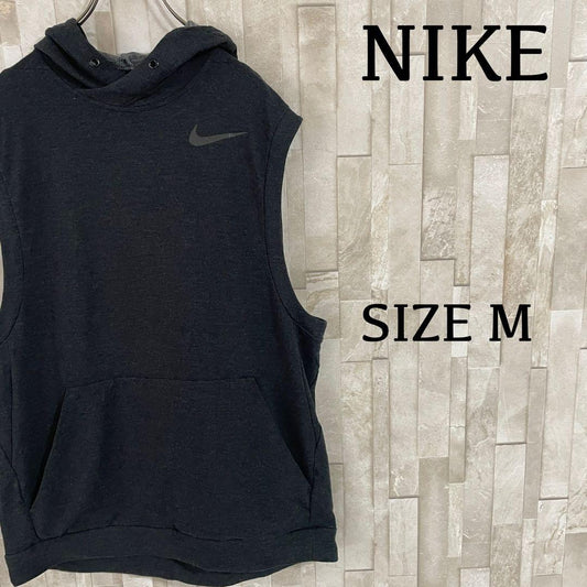 【美品】NIKE DRY-FIT ノースリーブパーカー Mサイズ ダークグレー