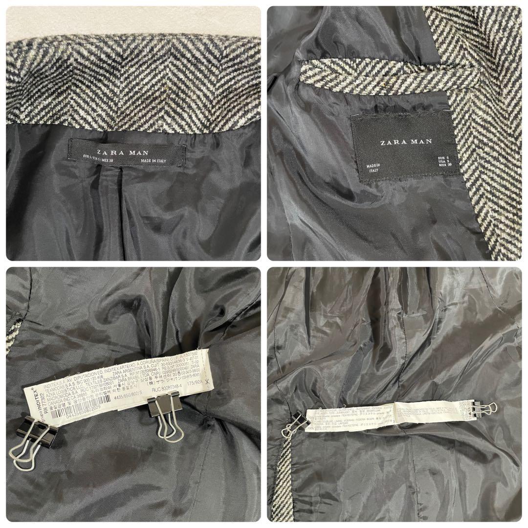 【美品】ZARA MAN ヘリンボーンコート サイズS グレー