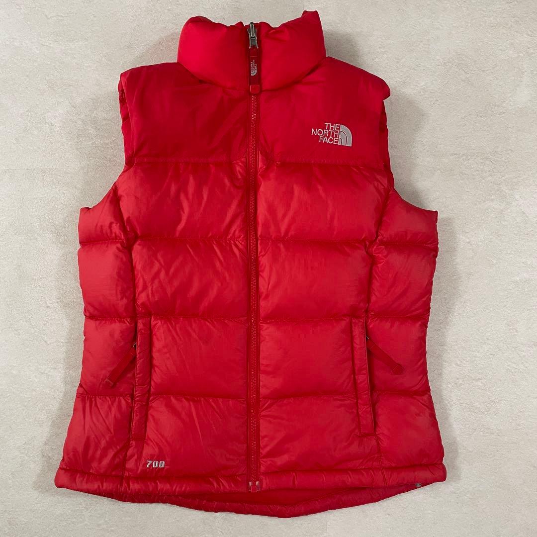 古着 THE NORTH FACE 700ヌプシ ダウンベスト85(M) 赤色
