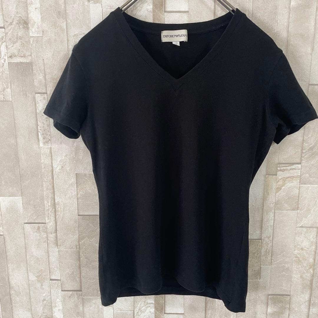 【美品】EMPORIO ARMANI イーグルロゴ ブラック Tシャツ Sサイズ