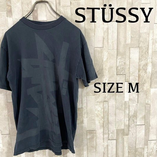 古着 STUSSY 半袖Tシャツ ロゴプリント サイズM ネイビー