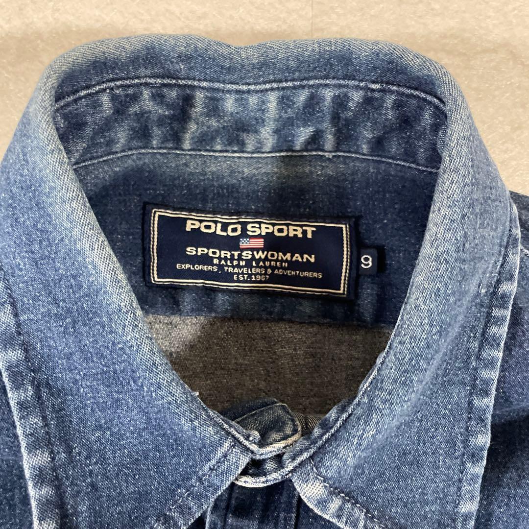 【美品】90s POLO RALPH LAUREN 半袖デニムシャツ ポニー刺繍