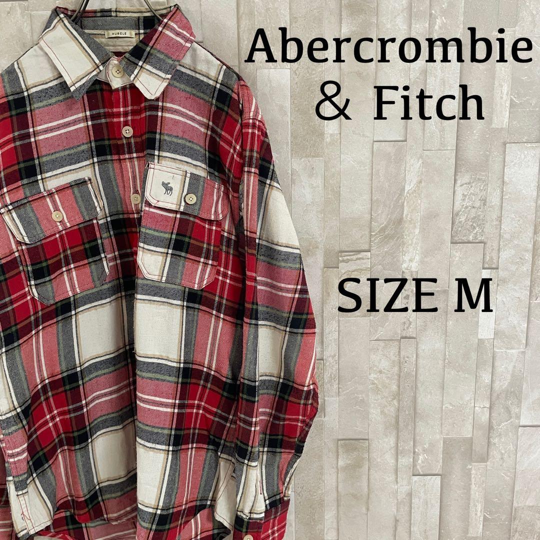 古着 Abercrombie&Fitch チェック柄 ネルシャツ トナカイ刺繍