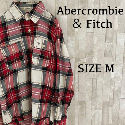 古着 Abercrombie&Fitch チェック柄 ネルシャツ トナカイ刺繍
