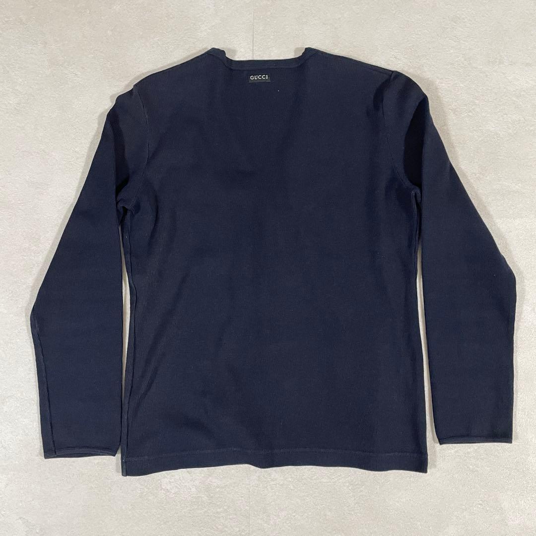 【美品】GUCCI 長袖カーディガン ロゴボタン ダブルG ネイビー M
