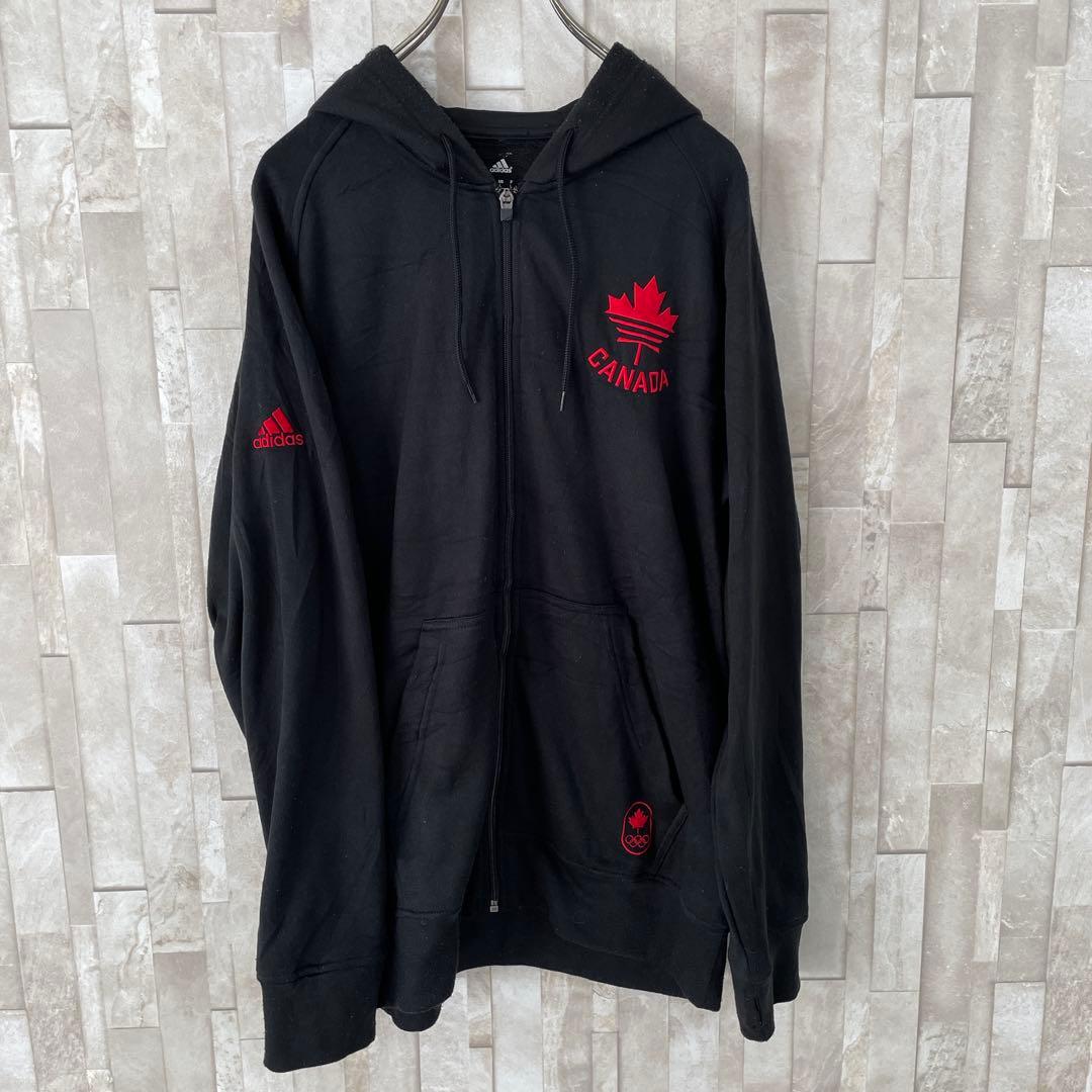 【美品】adidas カナダ オリンピックモデル ジップアップパーカー L 黒