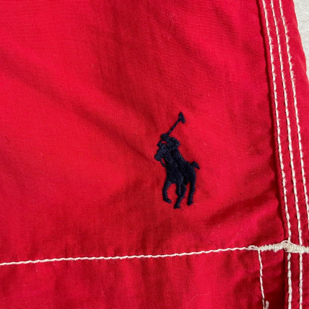 【美品】90s POLO RALPH LAUREN スイムショーツ L レッド